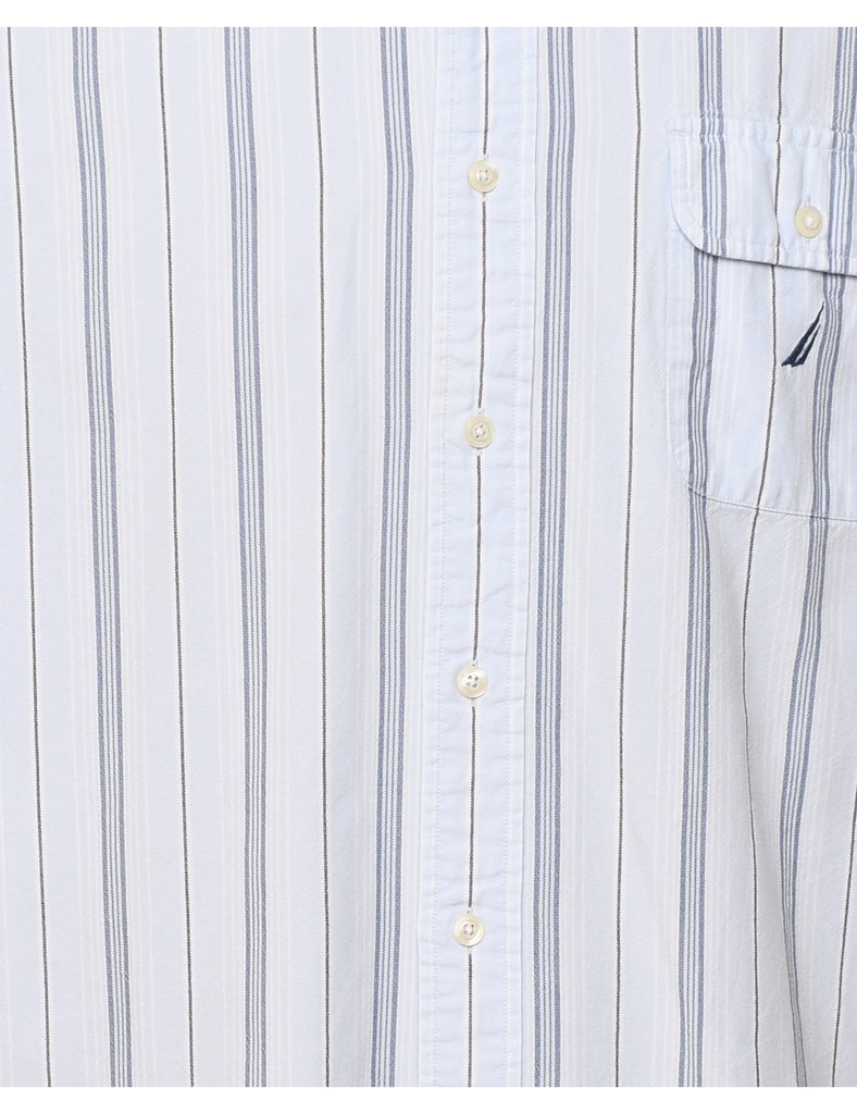 Nautica Light Blue & White Striped Shirt - L
