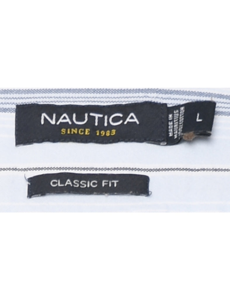 Nautica Light Blue & White Striped Shirt - L