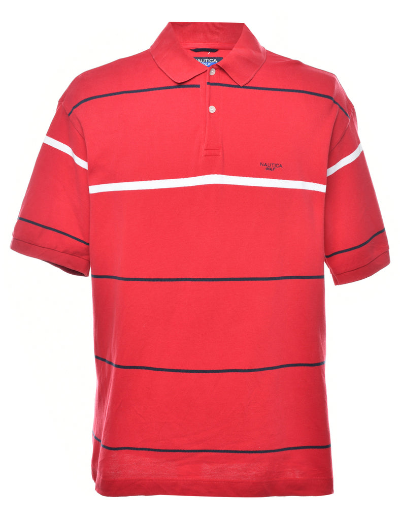 Nautica Red & White Striped Polo Shirt - XL