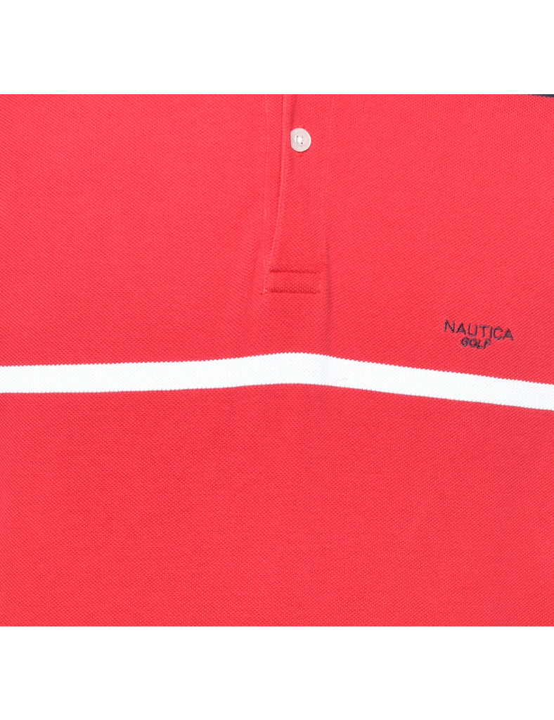 Nautica Red & White Striped Polo Shirt - XL
