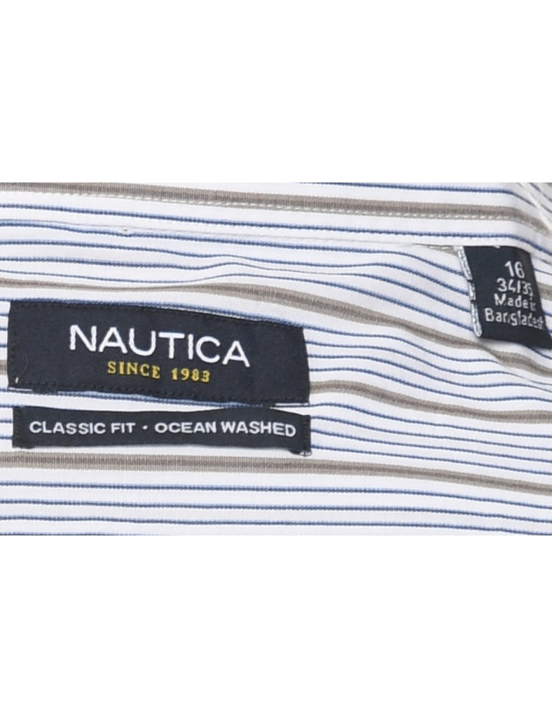 Nautica Striped White Classic Shirt - M