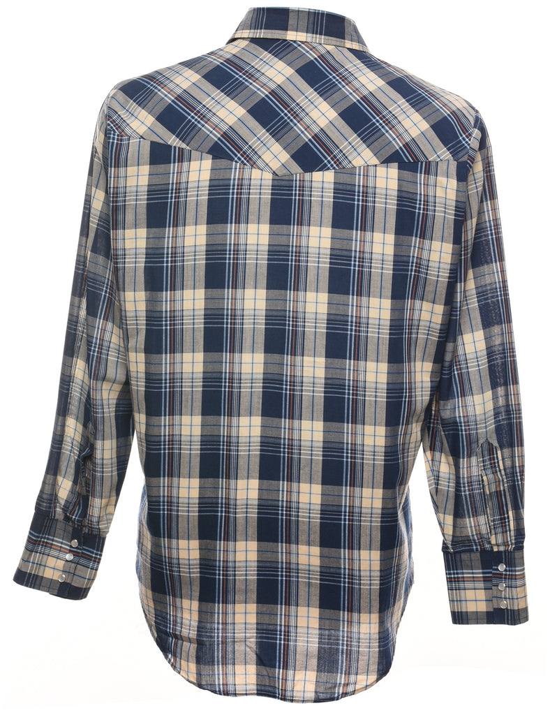 Navy & Beige Checked Shirt - M