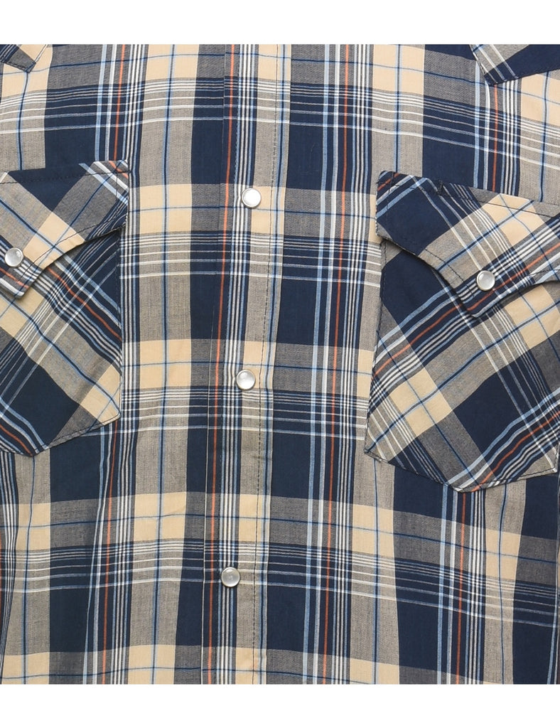 Navy & Beige Checked Shirt - M