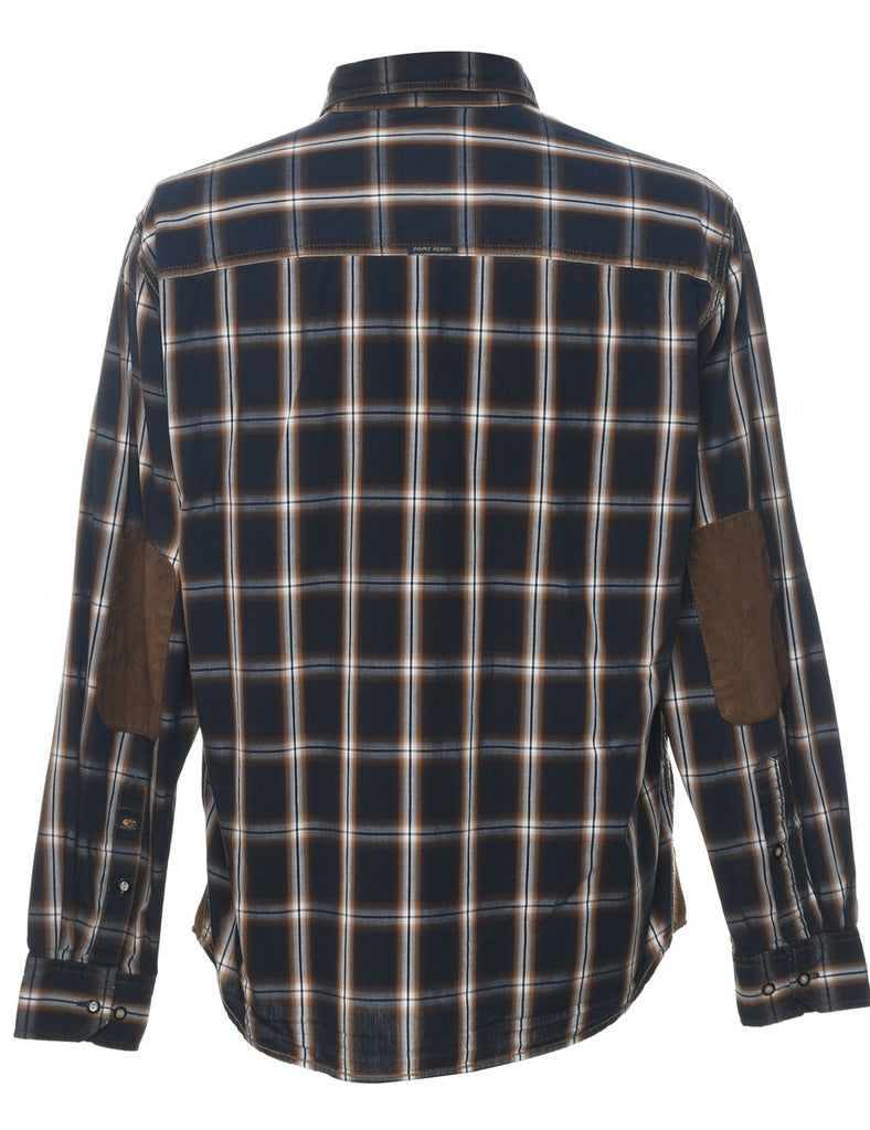 Navy & Brown Classic Checked Shirt - L