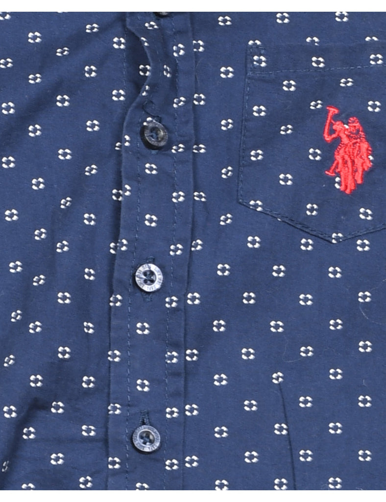 Navy Button-Front Shirt - 18 MONTHS