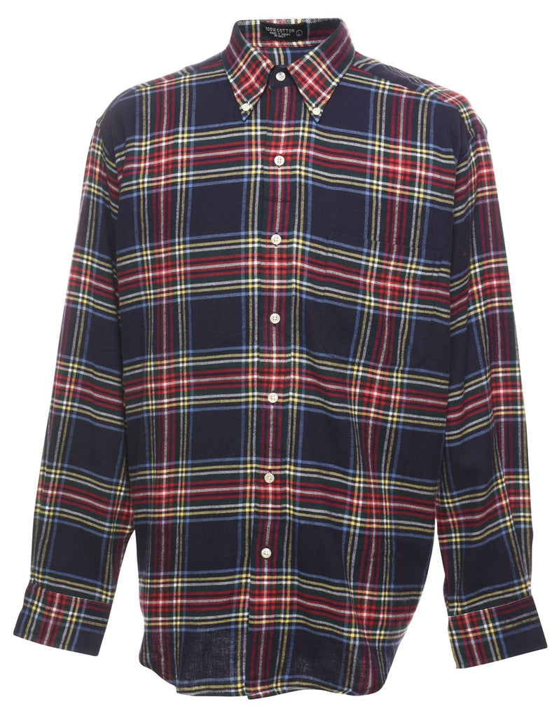 Navy Checked Shirt - L