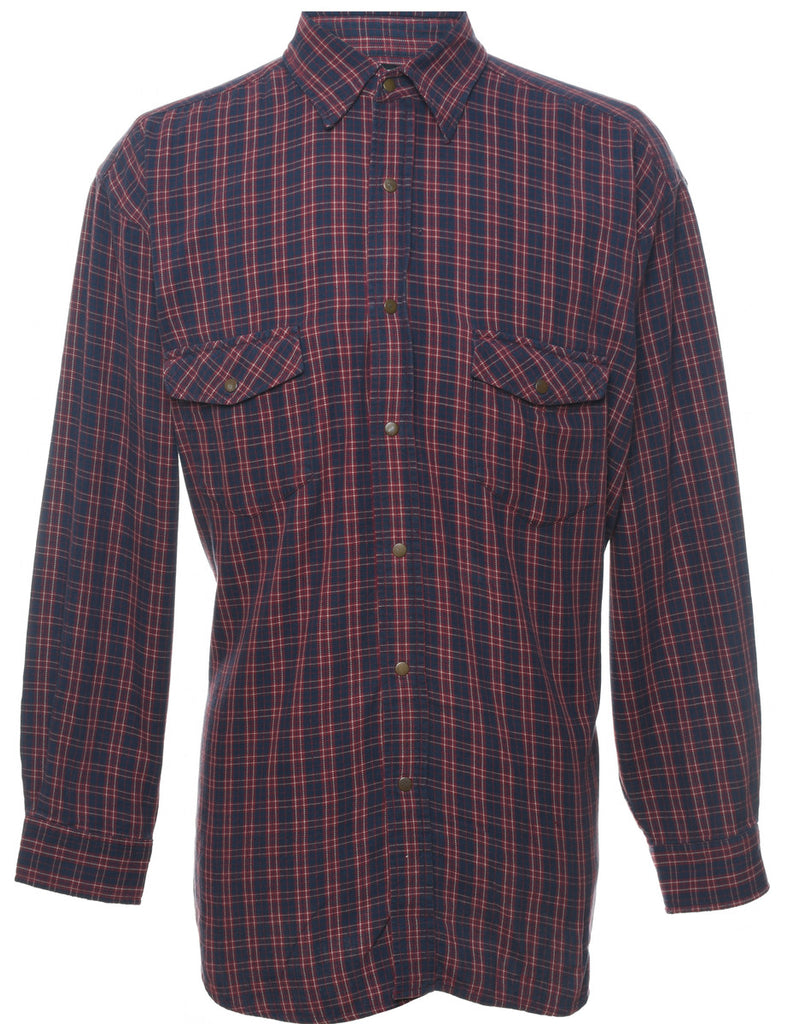 Navy Checked Shirt - L