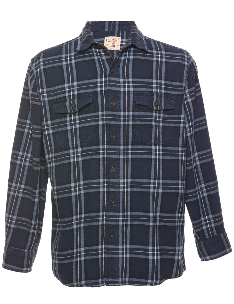 Navy Checked Shirt - M