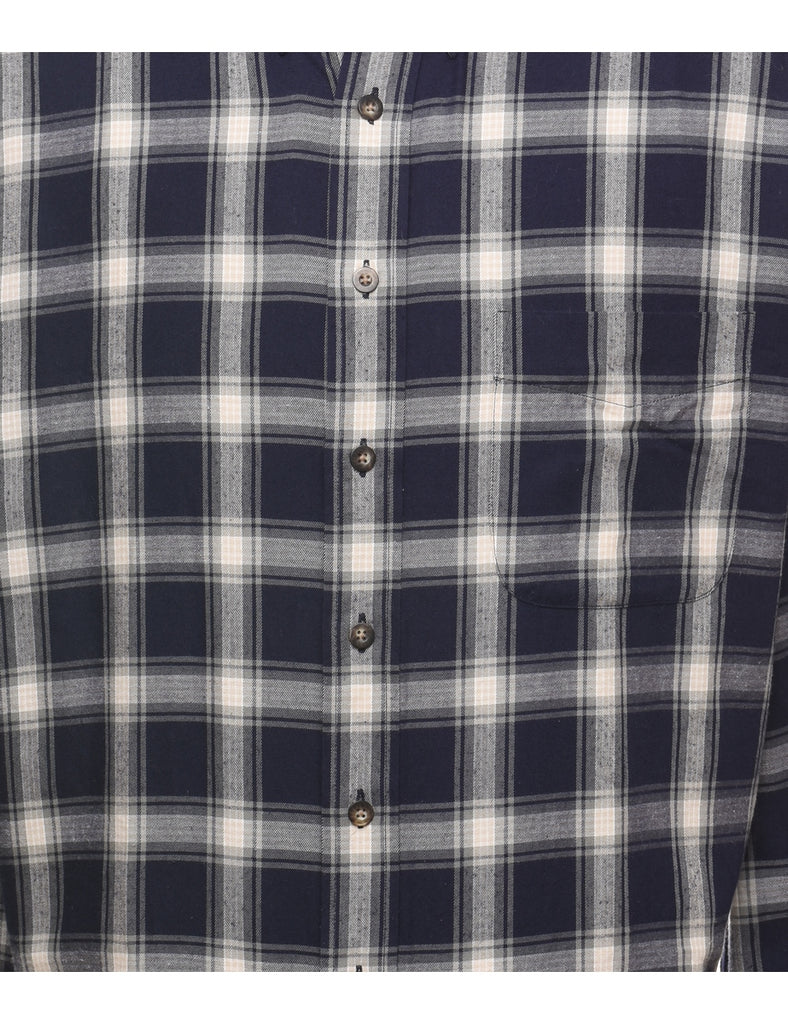Navy Checked Shirt - L
