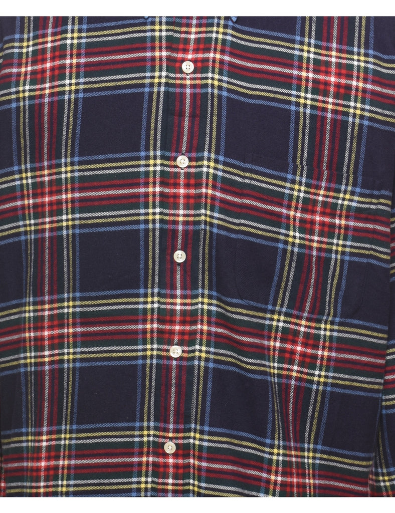 Navy Checked Shirt - L