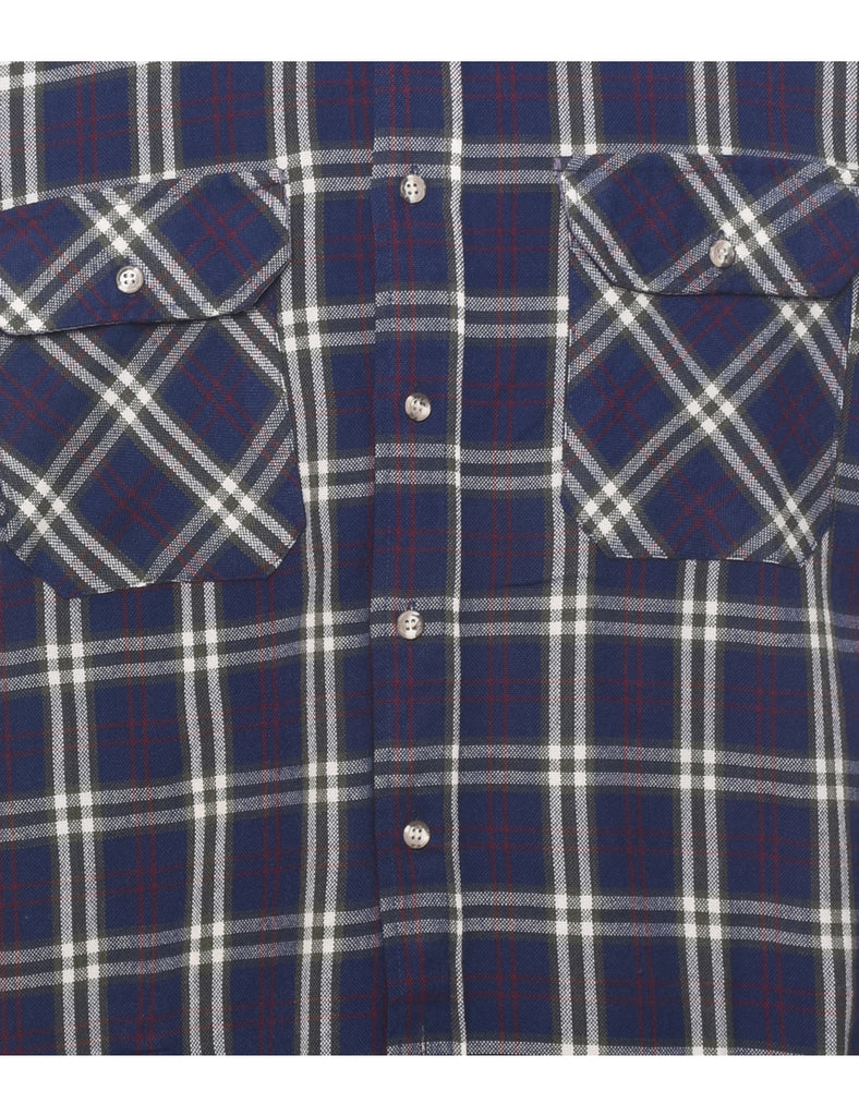 Navy Checked Shirt - L