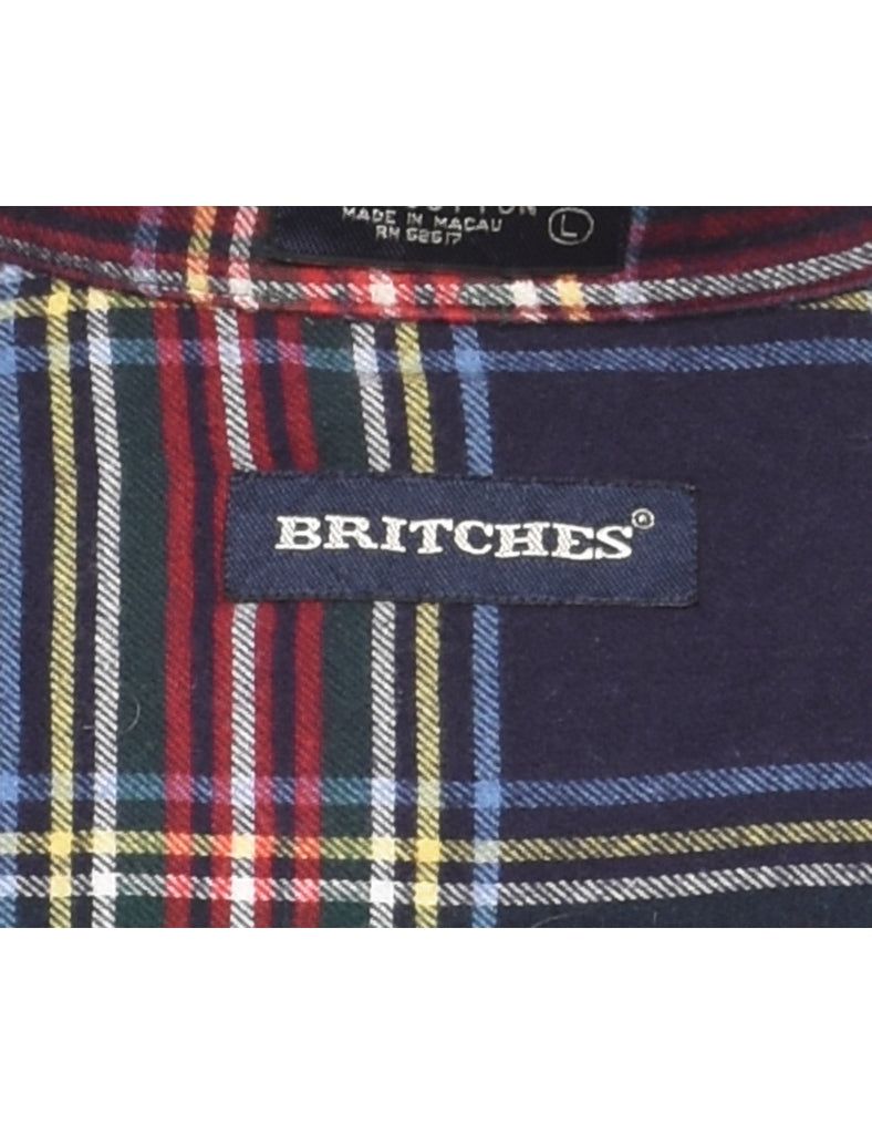 Navy Checked Shirt - L