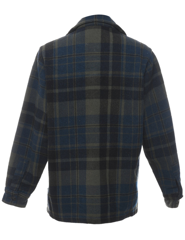 Navy & Dark Green Checked Shirt - M