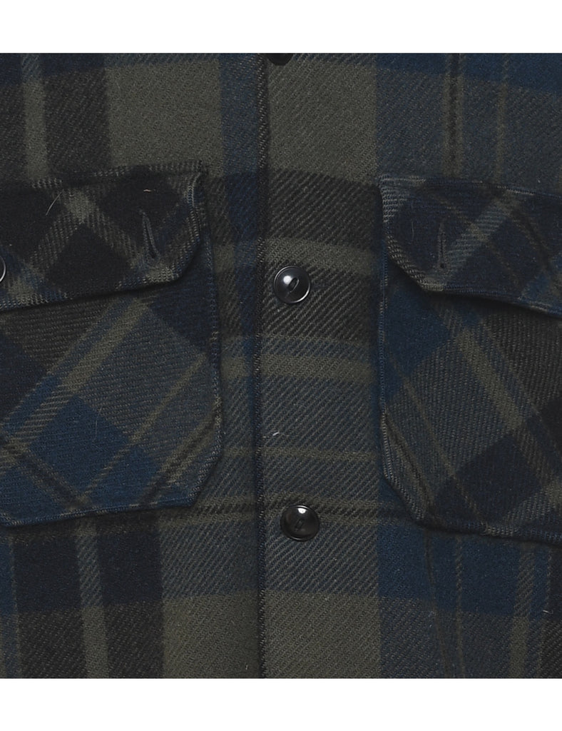 Navy & Dark Green Checked Shirt - M