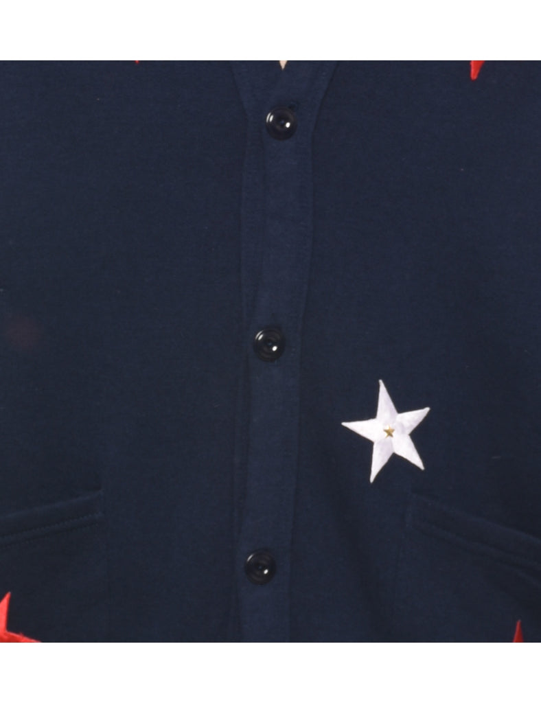 Navy Embroiderd Sweatshirt - L