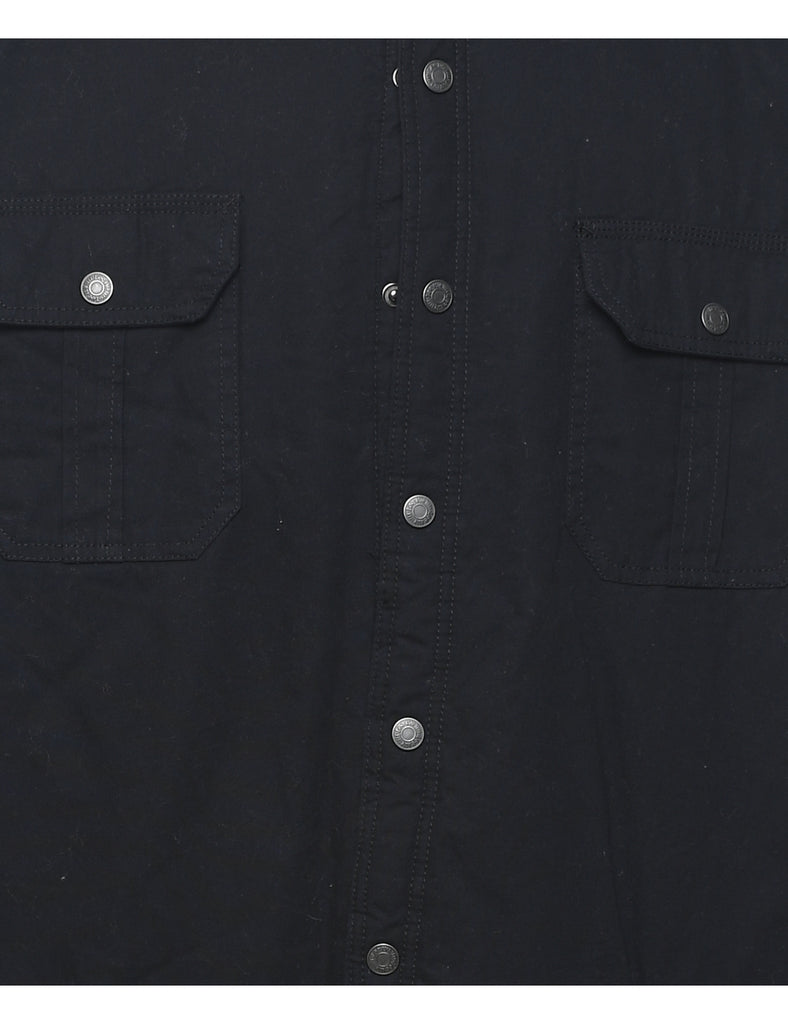 Navy Faux Shearling Lined Shirt - L