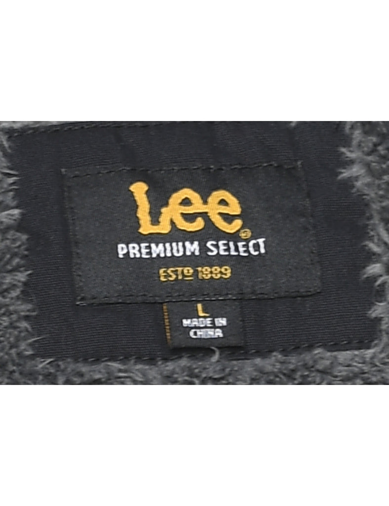 Navy Faux Shearling Lined Shirt - L