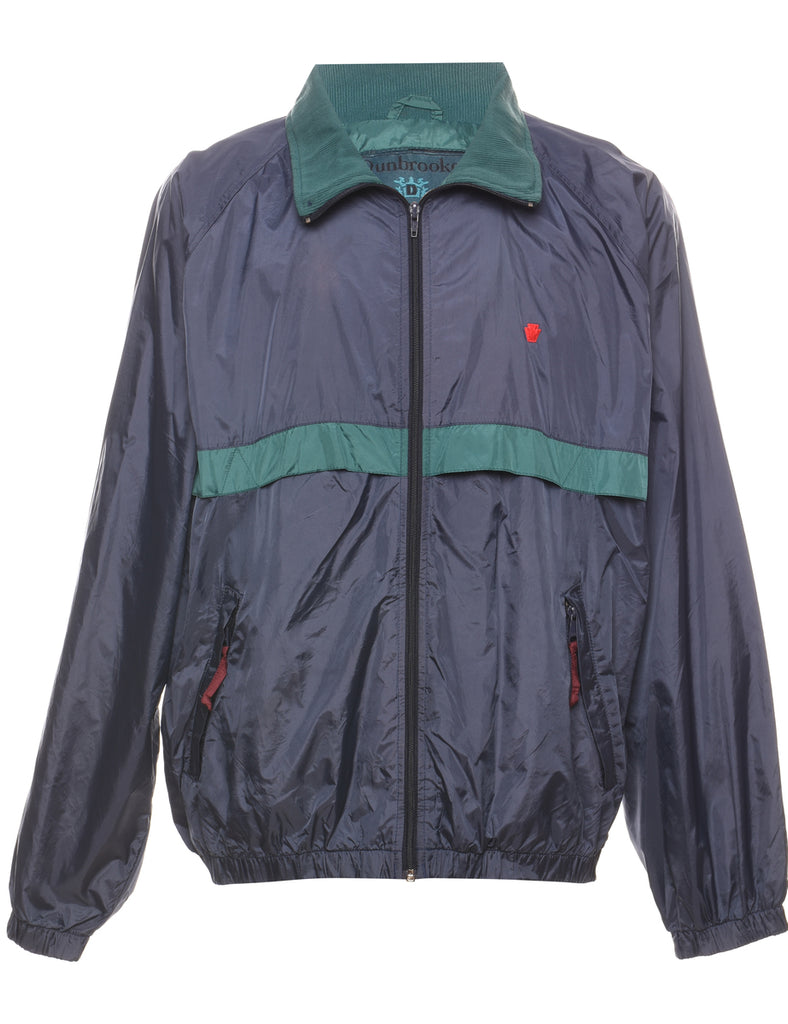 Navy & Green 1990s Zip-Front Nylon Jacket - XL