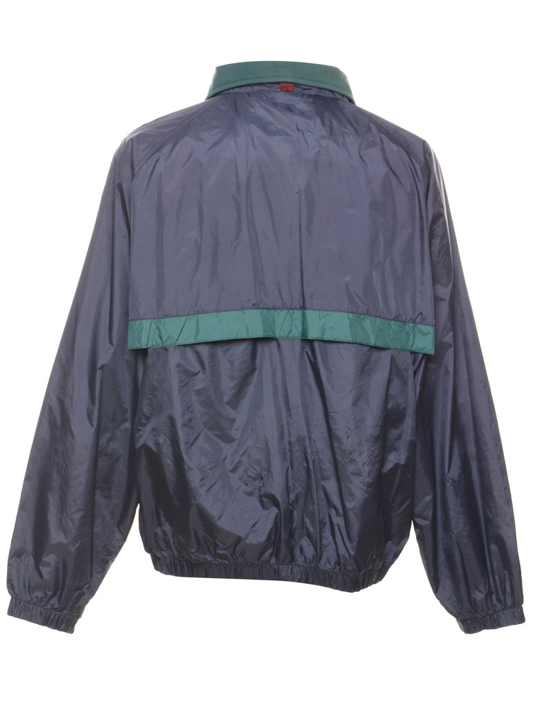Navy & Green 1990s Zip-Front Nylon Jacket - XL
