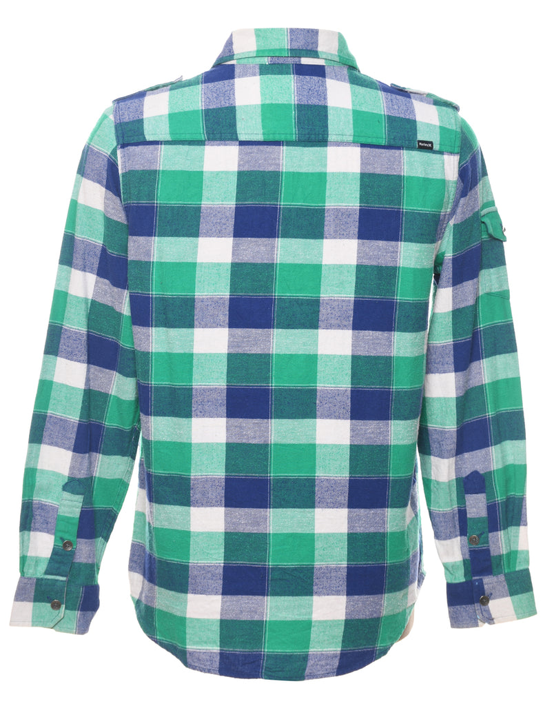 Navy & Green Checked Shirt - S