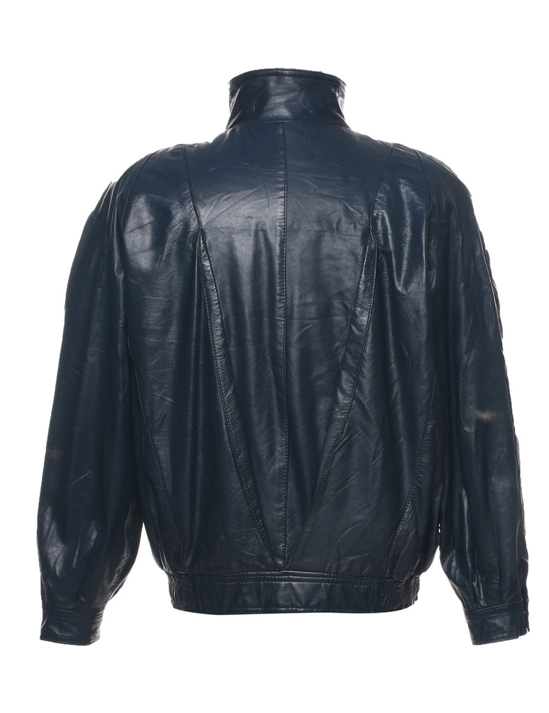 Navy Leather Jacket - XL