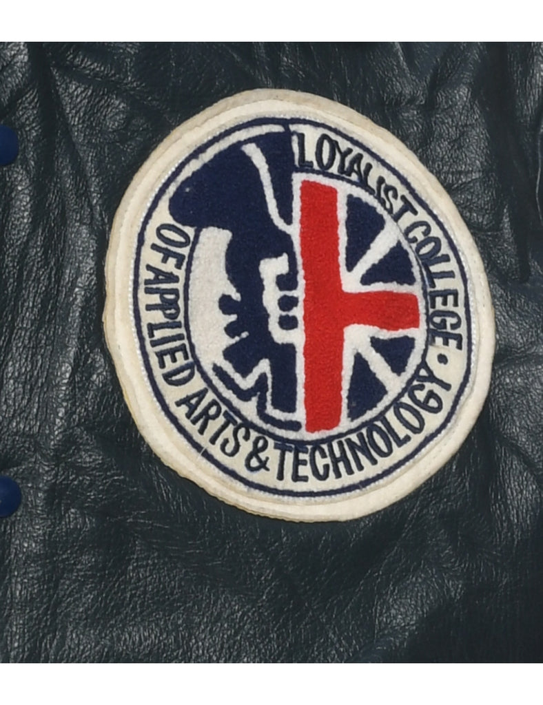 Navy Leather Jacket - L