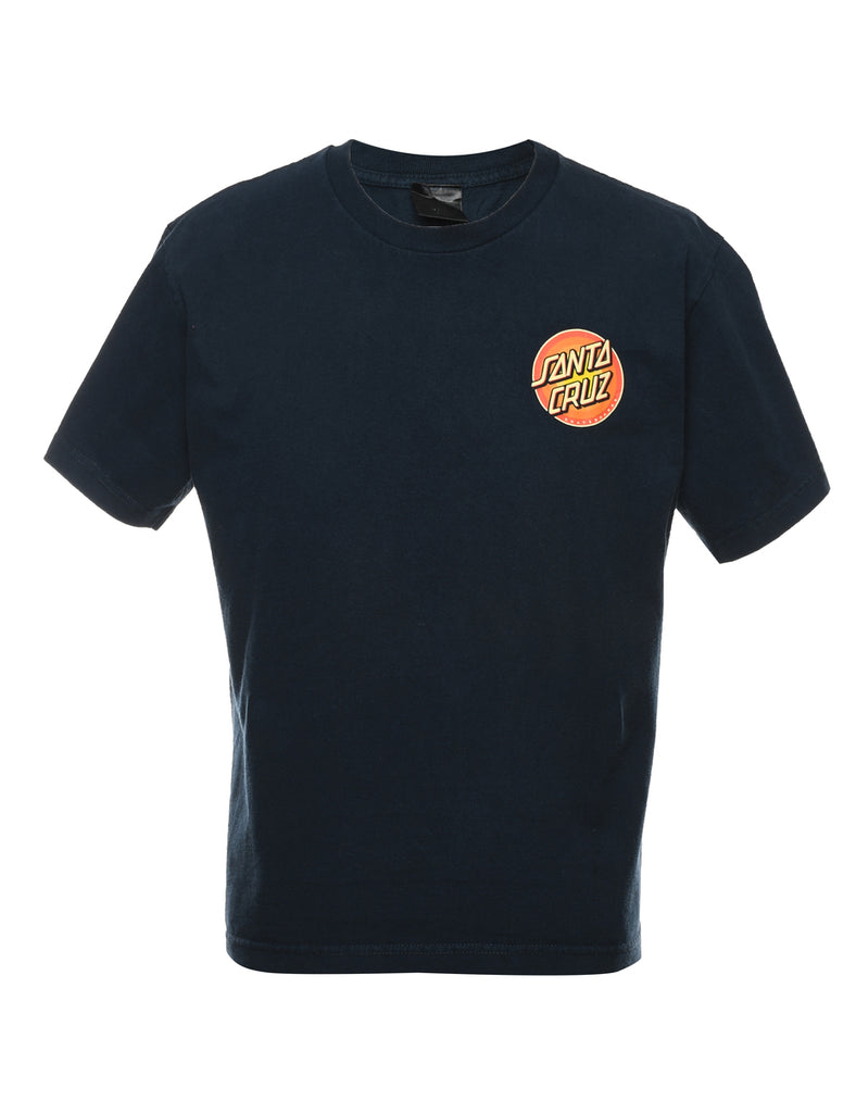 Navy & Orange Printed Santa Cruz T-shirt - M