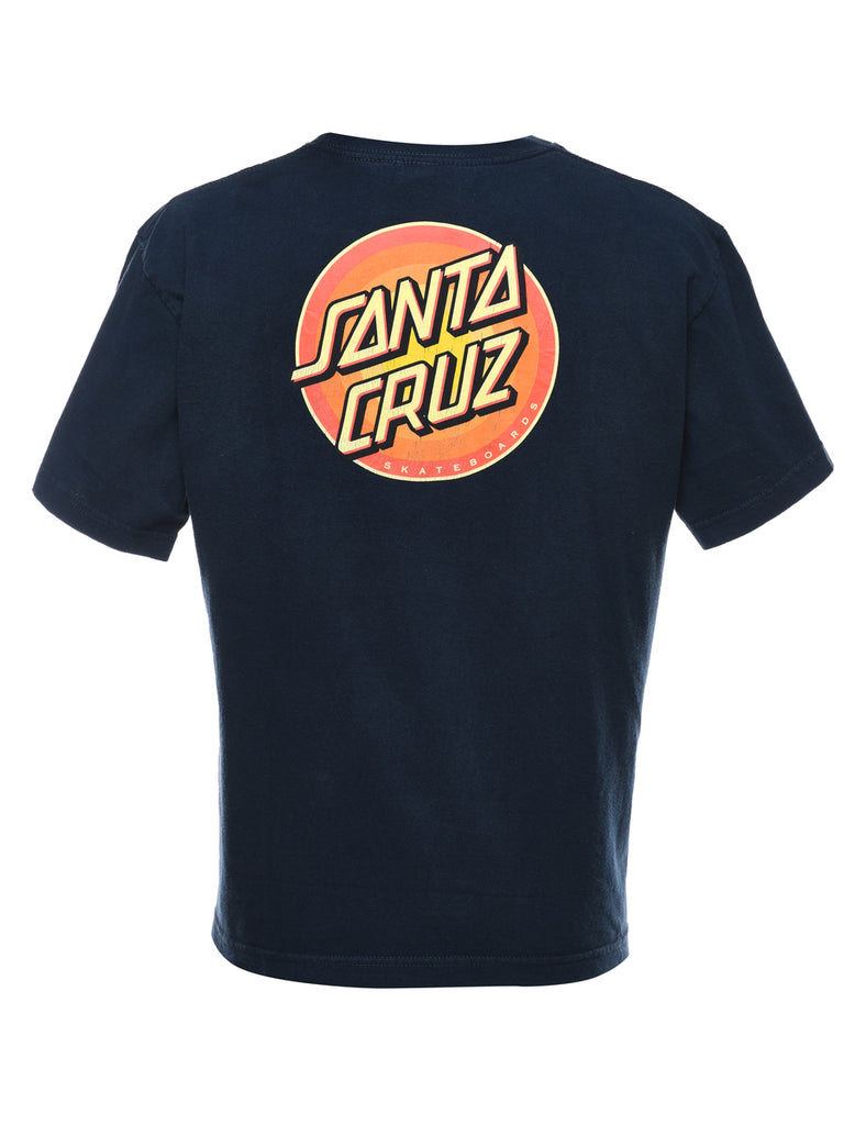 Navy & Orange Printed Santa Cruz T-shirt - M