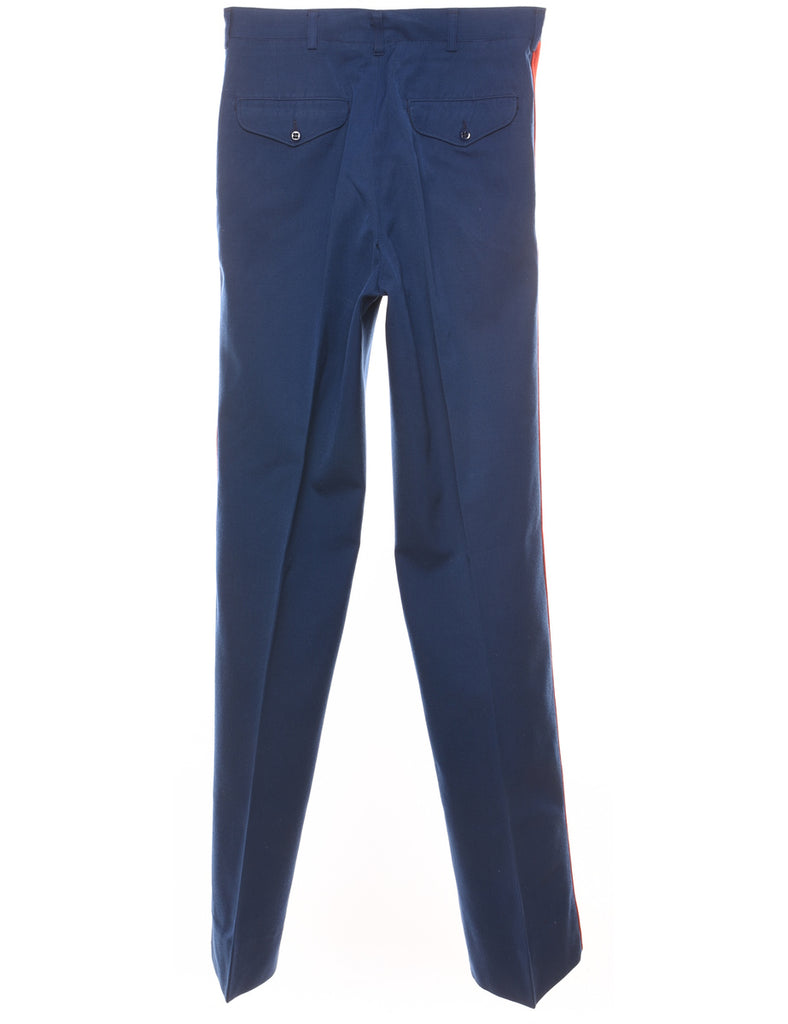 Navy & Red Contrast Trousers - W28 L36