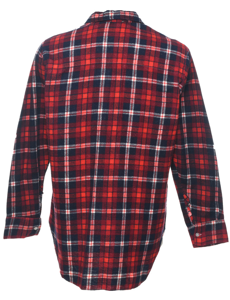 Navy & Red Flannel Checked Shirt - M