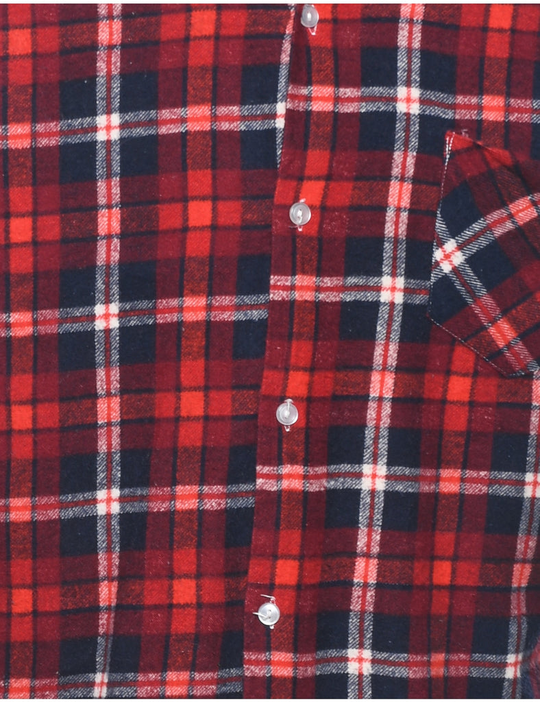Navy & Red Flannel Checked Shirt - M
