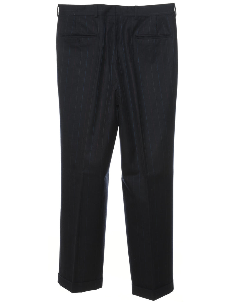 Navy Striped Pattern Trousers - W34 L31