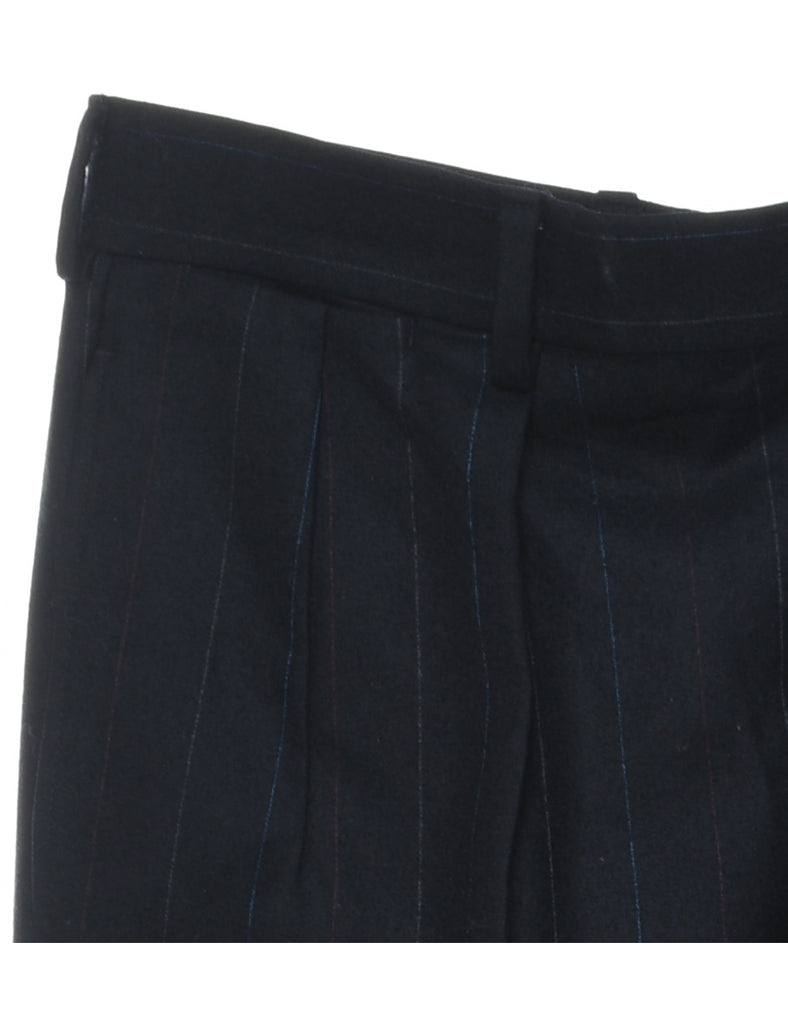 Navy Striped Pattern Trousers - W34 L31