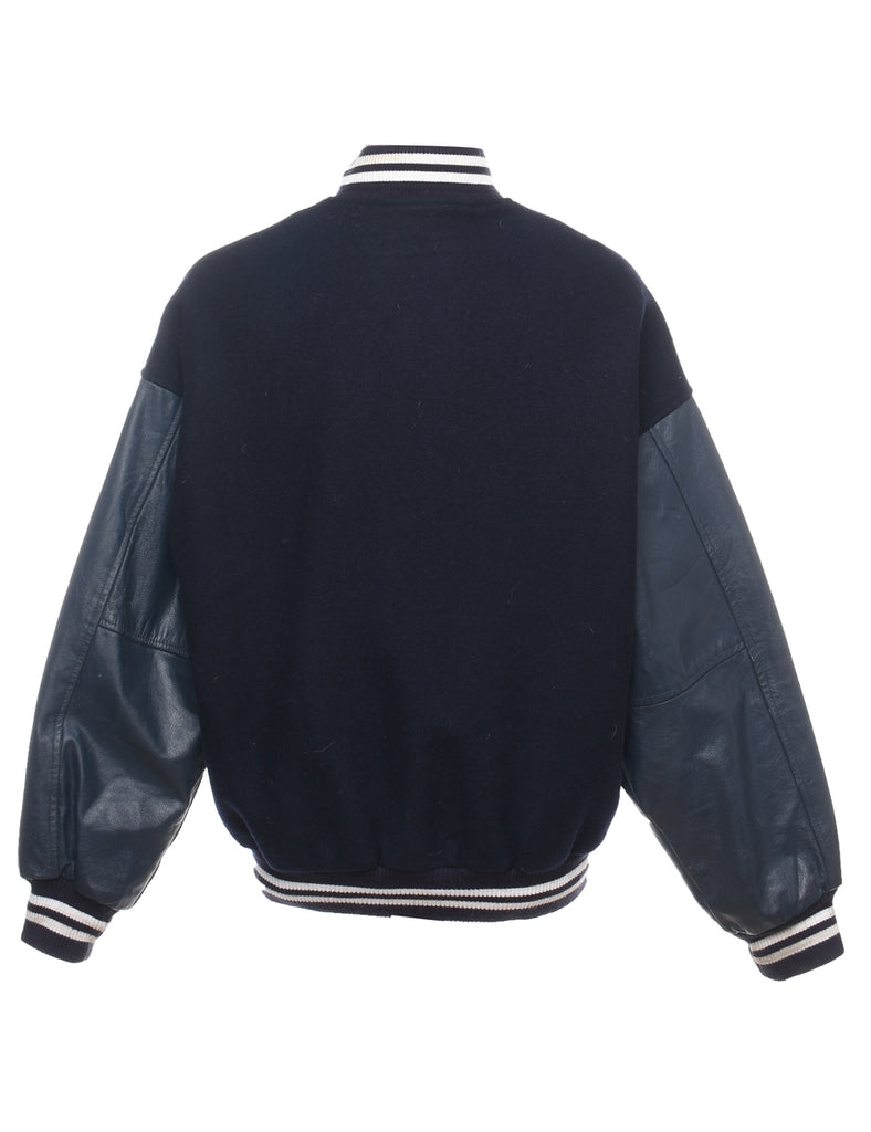 Navy & White Contrast Bomber Jacket - XL