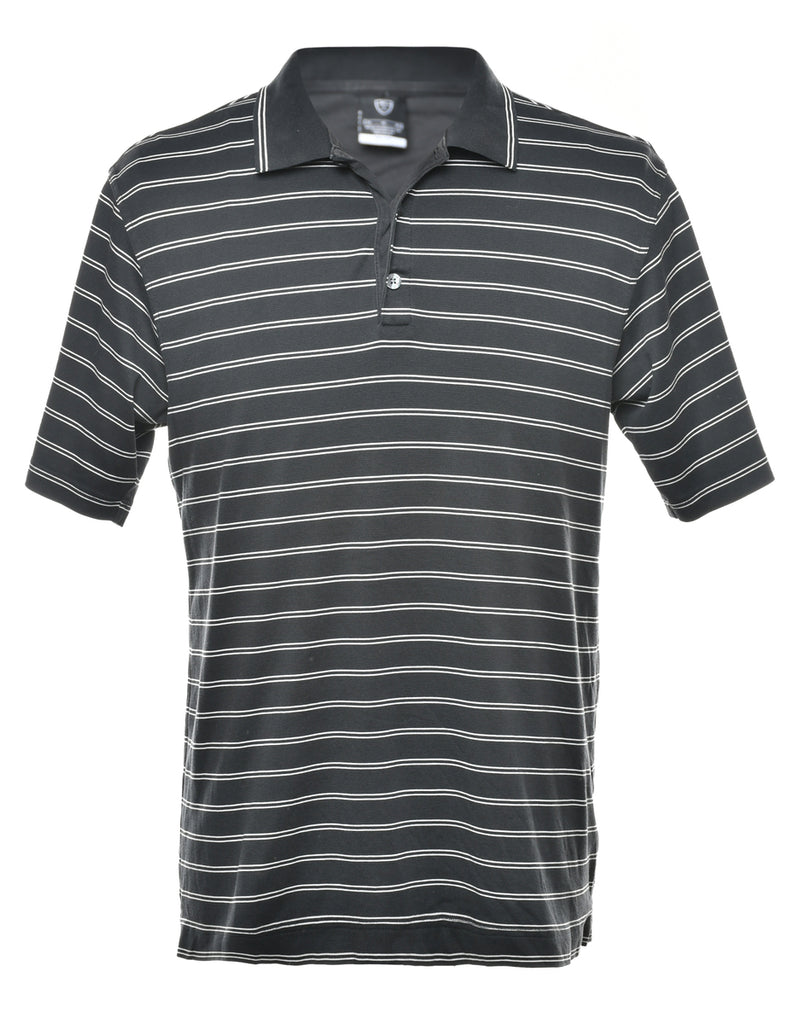Nike Black & Grey Striped Polo Shirt - M