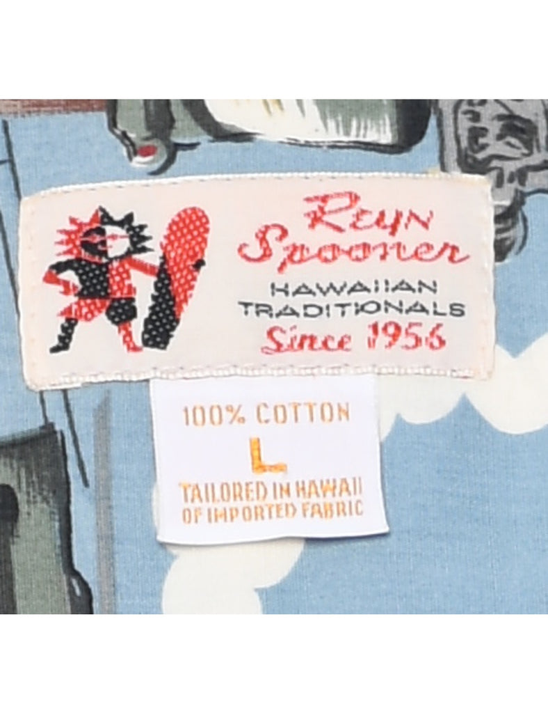Novelty Print Hawaiian Shirt - L