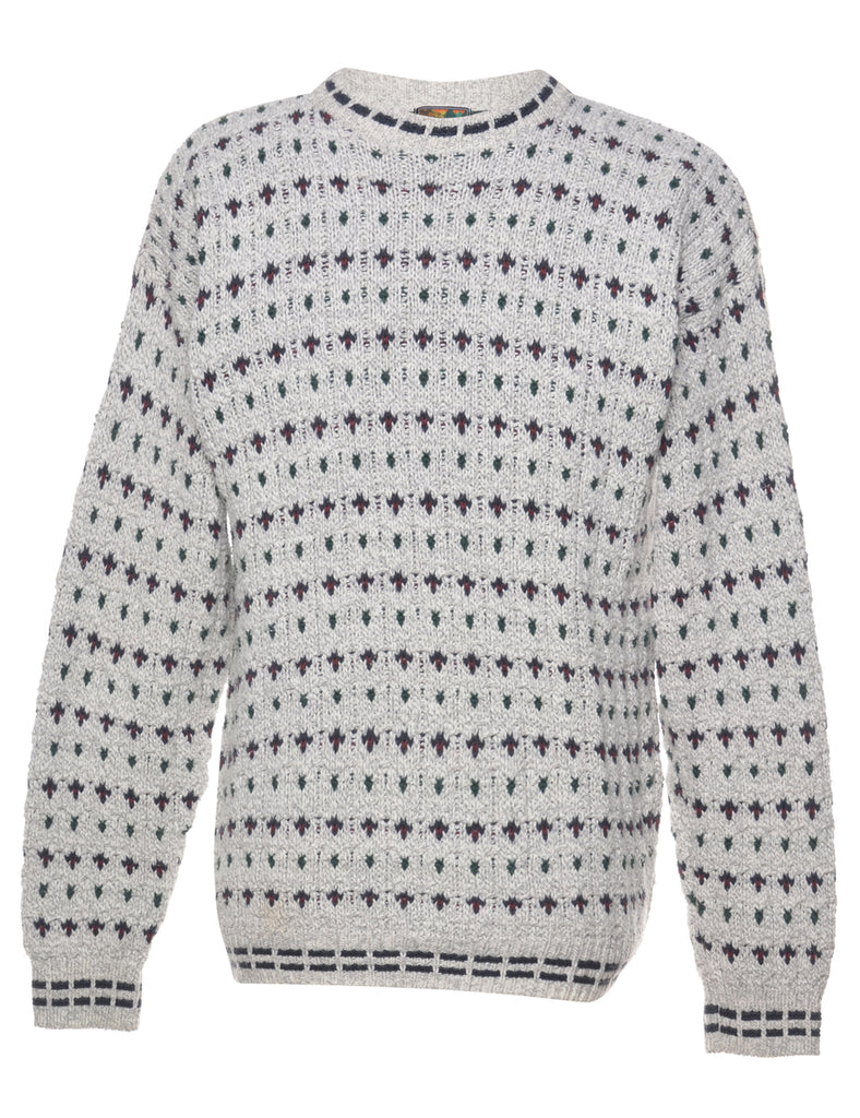 Off White Patterned Jumper - M