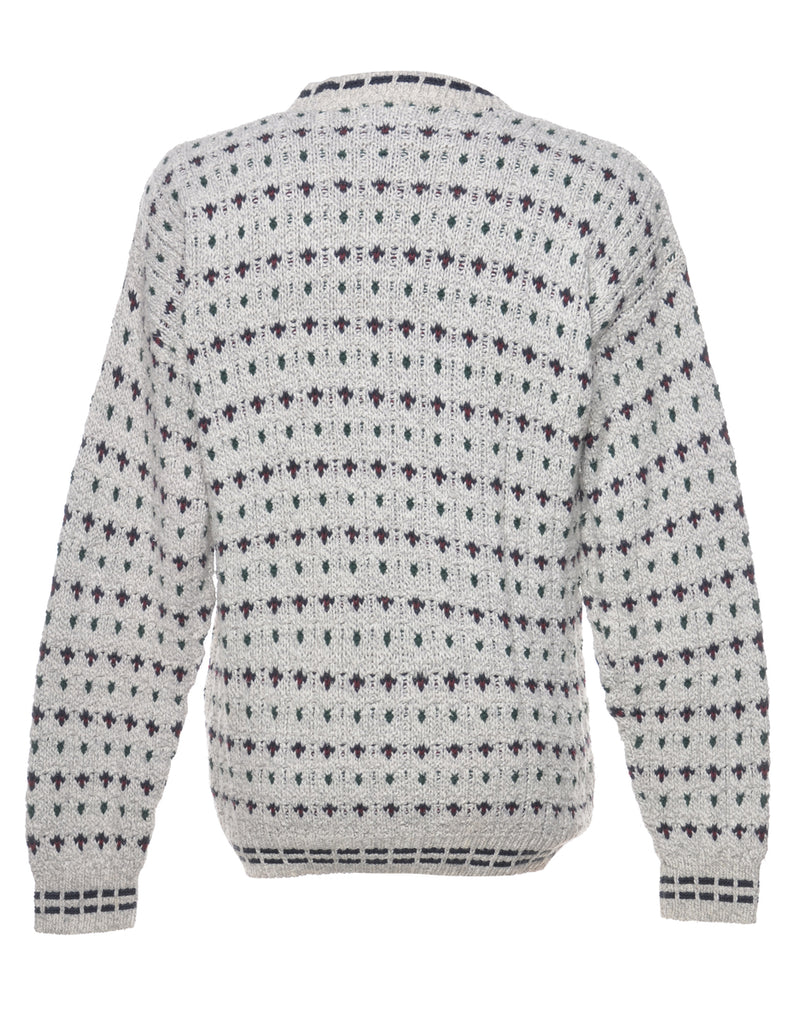 Off White Patterned Jumper - M