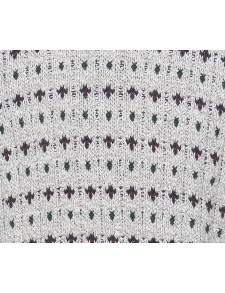 Off White Patterned Jumper - M