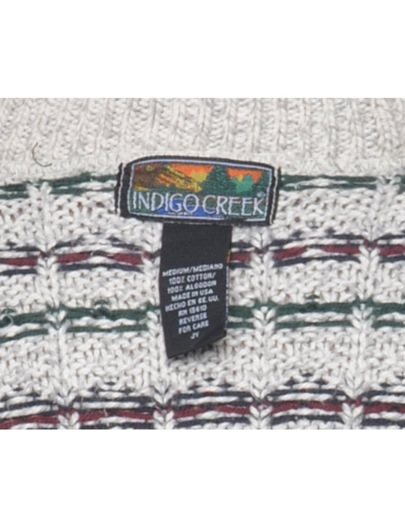 Off White Patterned Jumper - M