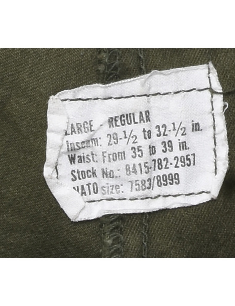 Olive Green Cargo Trousers - W36 L29