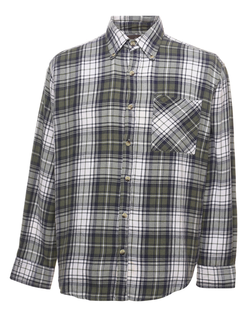 Olive Green Checked Shirt - L