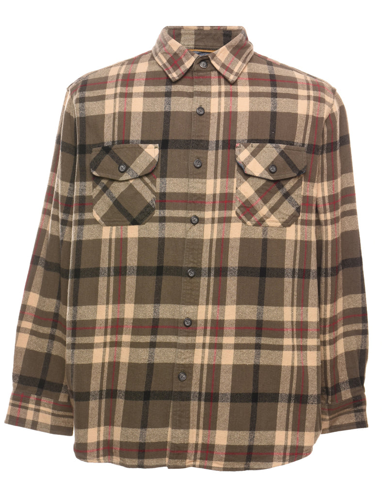 Olive Green Checked Shirt - L