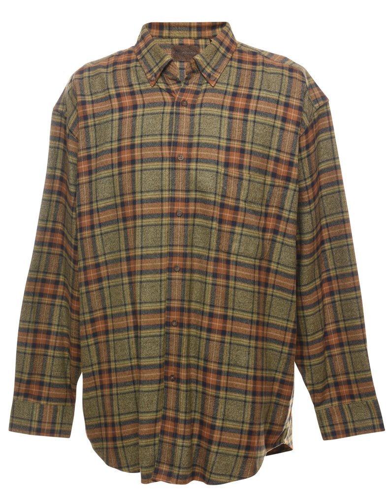 Olive Green Checked Shirt - XL