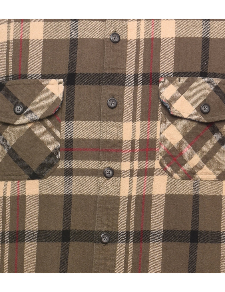 Olive Green Checked Shirt - L