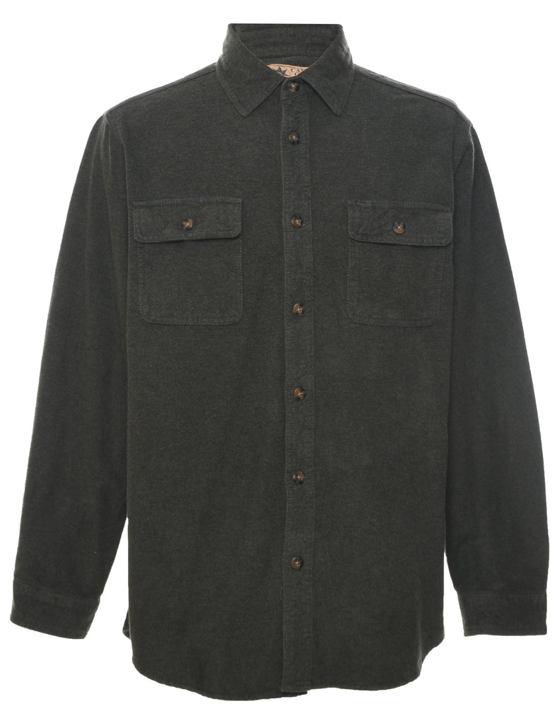 Olive Green Flannel Shirt - L