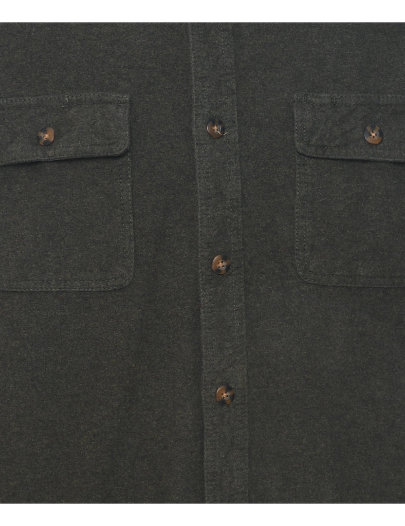 Olive Green Flannel Shirt - L