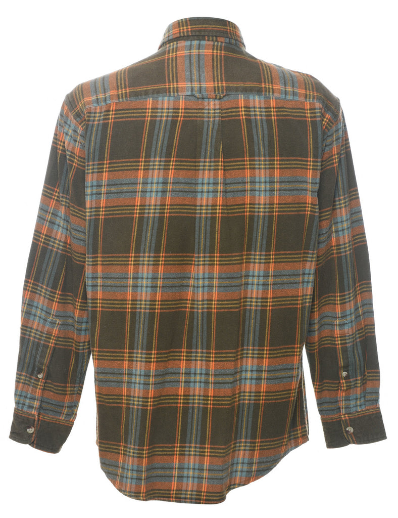 Olive Green Plaid Shirt - M
