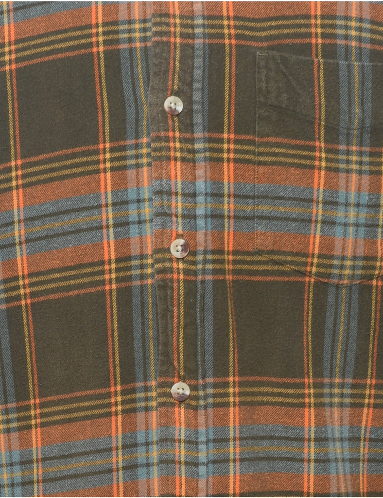 Olive Green Plaid Shirt - M