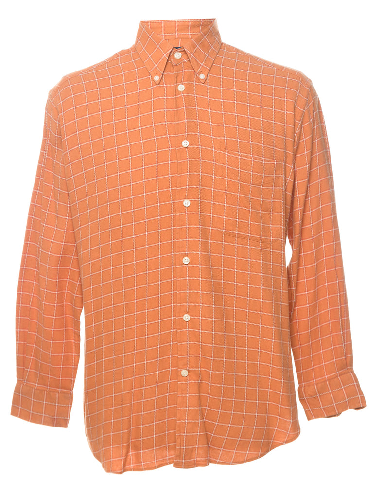 Orange Plaid Checked Shirt - M